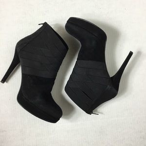 Stuart Weitzman Platform Suede and Elastic Bootie